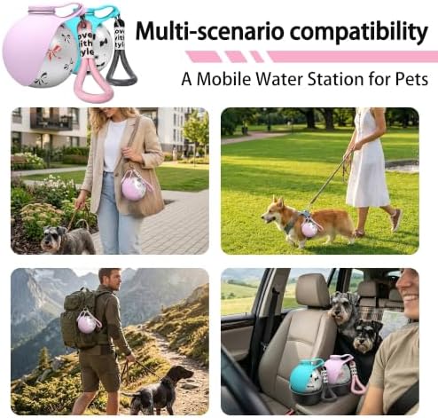 Portable Pet Water Bottle & Collapsible Dog Bowls, Spill Proof Water Dispenser, Cat Food Container & Dog Treat Holder, Small Size Pet Supplies Travel Accessories for Puppy