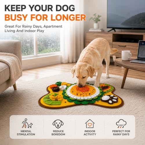 Snuffle Mat for Dogs, Interactive Dog Enrichment Toy and Slow Feeder, Nose Work Foraging Mat for Mental Stimulation, Indoor Activity and Boredom Relief