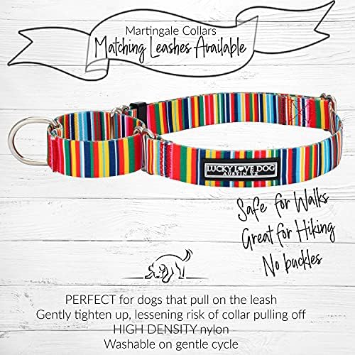 Lucky Love Dog Martingale Collar for Large Dogs No Slip – Hippie, Large