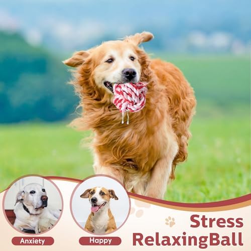 18 Pcs Dog Rope Toys Set Interactive Cotton Chew Toys for Aggressive Chewers Pink 3 Knots Rope Balls for Medium Small Dog Puppy Tug of War Pet Teeth Cleaning Fun Training Birthday Gifts