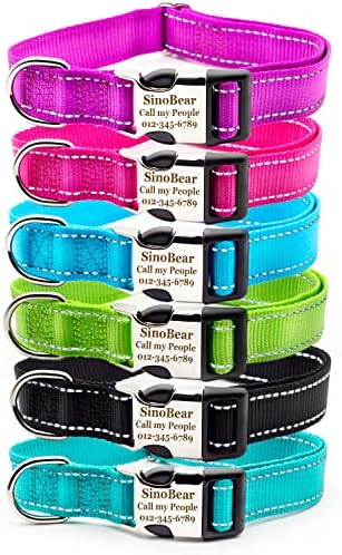 Durable Custom Dog Collar Laser Engraved Name Plate Sizes Adjustable