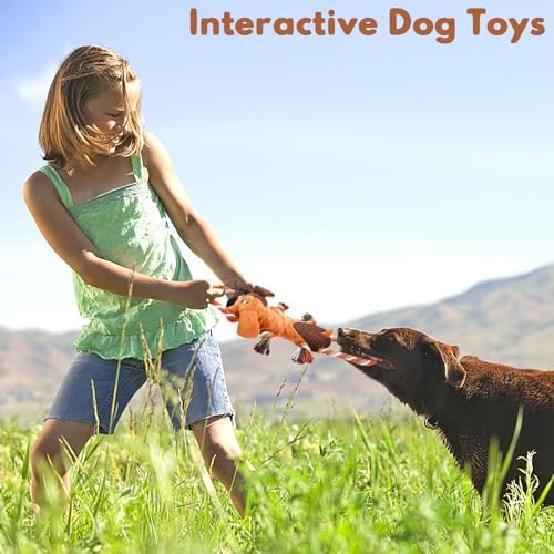 Dog Squeaky Toys for Puppies & Small Dogs - Bubble Plush Cuddle Buddy with Sliding Rope for Teething & Anxiety Relief, Interactive Tug Toy for Gentle Chewers (Chihuahua, Yorkie, Corgi, Poodle)