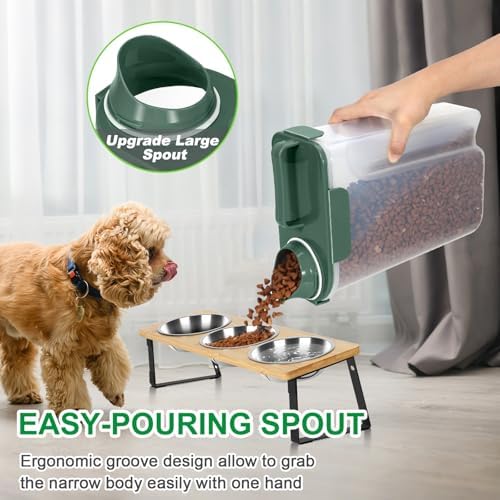 TBMax Cat Dog Food Storage Container 5 to 7 lbs, Secondary Pet Food Storage Container Beyond a Large Dog Food Bin for Daily Use, Easy-Pouring Bird Seed Dispenser, Travel Kibble Holder -Bottle Green
