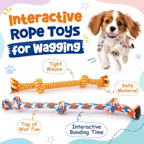 KIPRITII 9 Pack Puppy Toys for Teething, Small Dog Toys Set Keep Dogs Busy | No-Stuffing Dinosaur-Shaped Toy, Squeaky & Chew Play, Tug & Fetch, Boredom Relief, Indoor Play, Outdoor Interaction