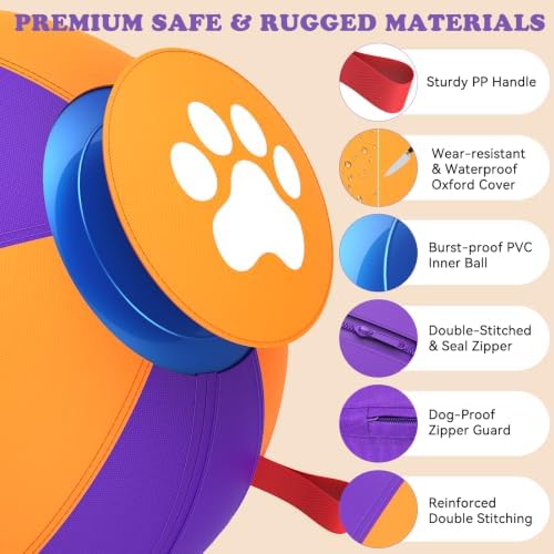 25" Herding Ball for Large Dogs, 2026 Upgraded Herding Ball with Heavy-Duty Cover & High-Output Pump Interactive Dog Toy for Australian Shepherds, Border Collies,Outdoor Training & Play
