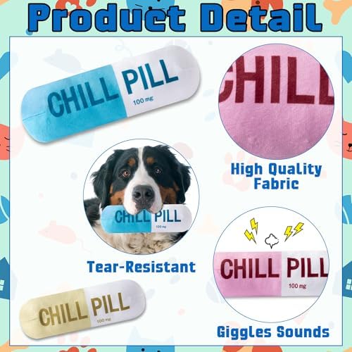 CUweipeng Funny Chill Pill Dog Plush Toy Cat Interactive Squeaky Pet Toy