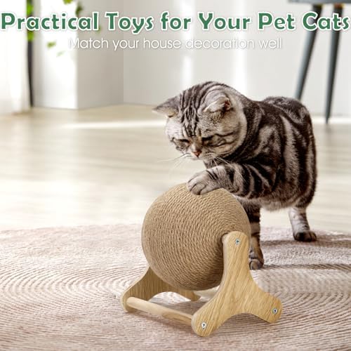 Sisal Cat Scratching Ball, Cat Scratcher Ball Toy with Stable Stand, Interactive Exercise Toy for Small Pet Interactive Exercise and Play