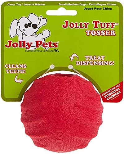 Jolly Pets Tuff Tosser Bouncing Ball Tog Toy/Treat Holder, 3 Inches, Red