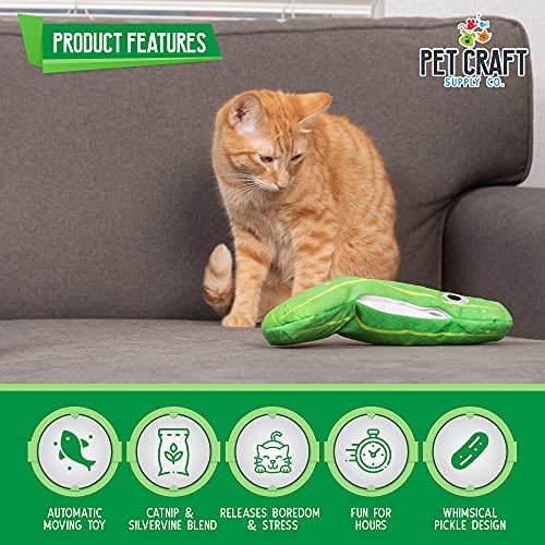 Pet Craft Supply Wiggle Pickle and Shimmy Shark Flipper Flopper Interactive Electric Realistic Flopping Wiggling Moving Fish Potent Catnip and Silvervine Cat Toy, Multi (8727)for All Breed Sizes.