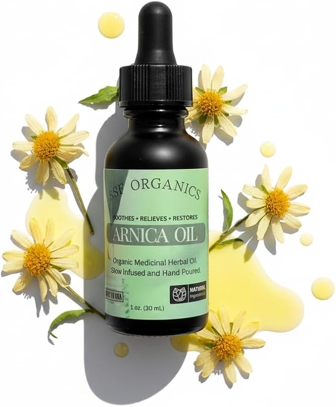 SSF Organics - Arnica Oil Concentrate | Treats Thin Fragile Bruise Prone Skin | Reduces Swelling | Relieves Muscle Soreness | Great Natural Massage Oil | Topical Relief |