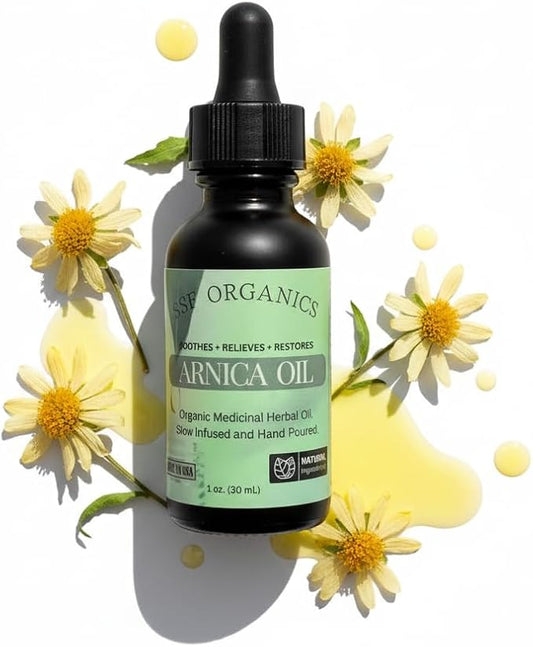 SSF Organics - Arnica Oil Concentrate | Treats Thin Fragile Bruise Prone Skin | Reduces Swelling | Relieves Muscle Soreness | Great Natural Massage Oil | Topical Relief |