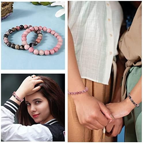 Bivei Natural Gemstone Semi Precious Healing Crystals Handmade Stretchy Round Beads Bracelet,Stocking Stuffers for Women Enhance Positive Energy