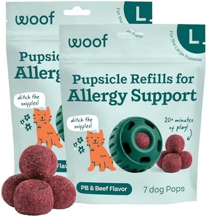 WOOF Pupsicle Refill Pops for Allergy Support for Dogs - Allergy Dog Treats for the Pupsicle Toy to Support Your Dog’s Natural Immune Defenses - Large Pops - 7 Count - 2 Pack