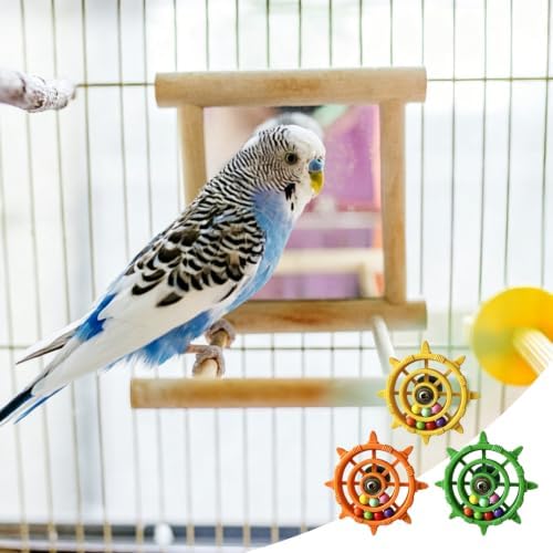 AGLOO Rotating Ship Wheel Bird Toys with Colorful Bead (Orange)