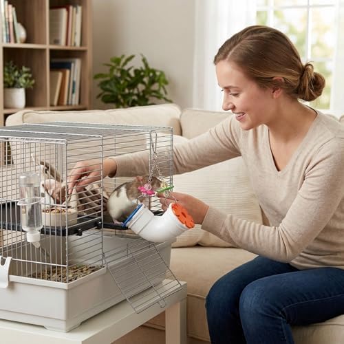 Rat Toys for Pet Rats, Rat Enrichment Toys, Interactive Plastic Activity Toys for Small Animals, Chewable Exercise Accessories for Rodent Cages