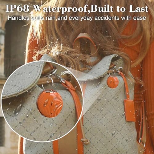 Air Tracker Tag, [MFi Certified] Smart Tag, Pet Bluetooth Tracker for Apple Find My, IP68 Waterproof,Replaceable Battery, Key Finder and Item Locator for Keys, Bags, Pets, Wallet (iOS Only)-Orange