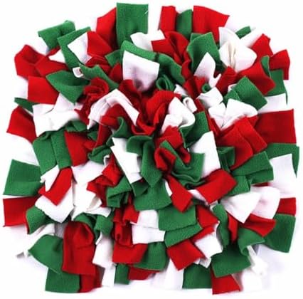 Vedem Small Animal Snuffle Mat Fleece Foraging Mats Interactive Feeding Toy Rabbit Guinea Pig Rat Hamster Anti Slip Treat Dispenser (Green/Red/White)