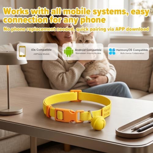 GPS Pet Tracker Collar, Bluetooth Mini GPS Tracker for Cat Dog, Smart Pet Activity Finder, No Monthly Fee, Works with Apple Find My & Google Find Hub, Real-Time Location Tag for Small Pets