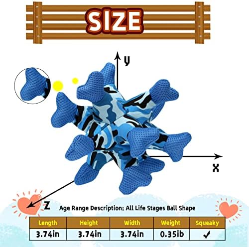 Dog Chew Squeaky Toys, Dog Teeth Cleaning Toy, Tug of War, Stuffed Jack Bone Toy with Squeakers, Interactive Toy for Small Medium Large Dogs,Blue