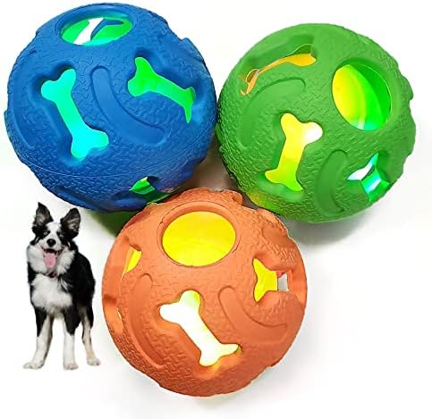 Leejec Dog Toys, 2.5" Interactive Light up Balls, for Medium & Small Breed