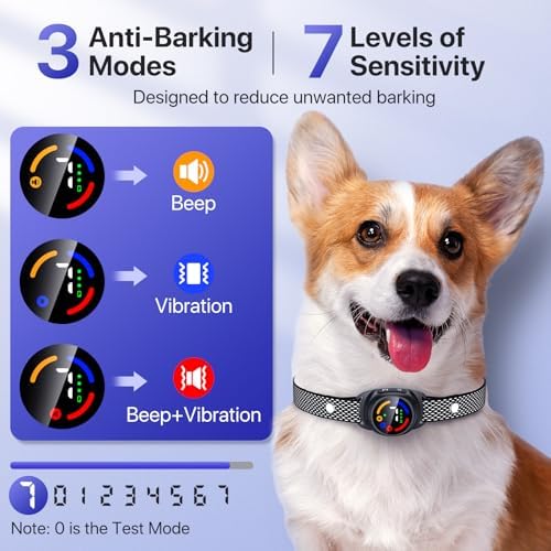 Bark Collar for Small Medium Dogs, Dog Bark Collar with Beep Vibration, IP67 Waterproof Rechargeable Barking Collar with 7 Adjustable Sensitivity (Classic Black, Small)