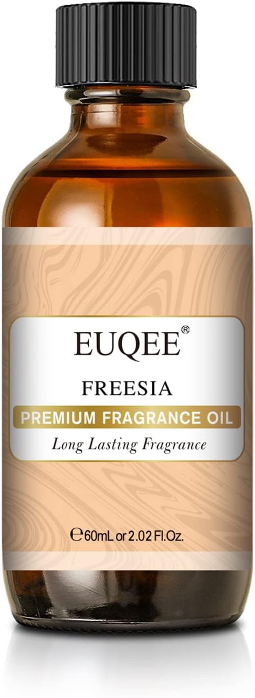 EUQEE Freesia Fragrance Oil for Candle Making 60ml (2.02 Fl oz) | Scented Oil with Glass Dropper for Diffusers, DIY Soap & Bath Bombs