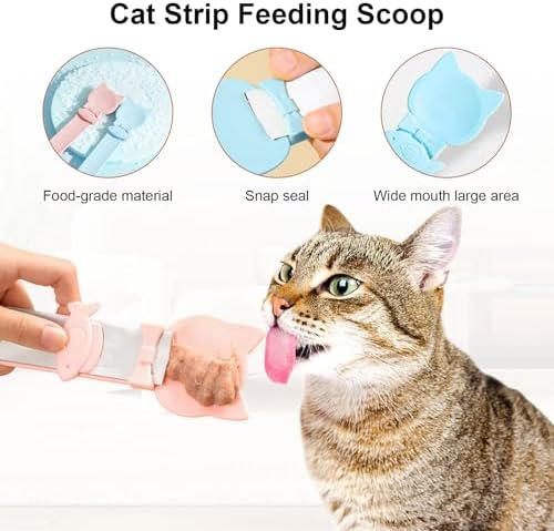 4PCS Cat Strip Feeder Spoons, Sliding Pet Treat Spoon Squeeze, Lickable Squeezable Creamy Treat, Wet Treats Dispenser, Cat Treat Spoon Squeeze, Fun Feeding for Pets, Beige/Blue/Purple/Pink