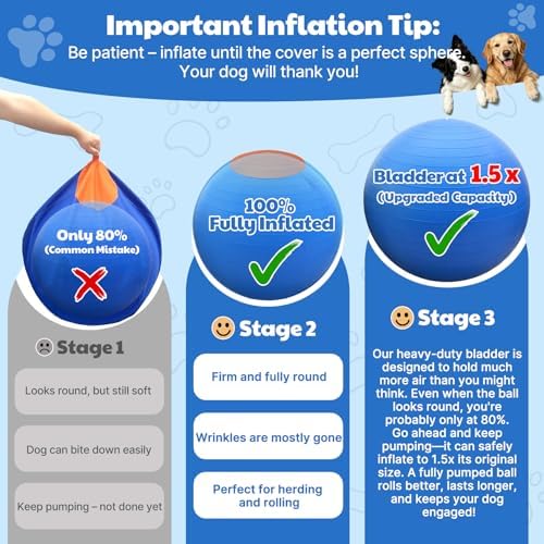 Happypaw 3.0 2026 Upgrade 18'' Herding Ball for Dogs – Enhanced Chew Resistance & Heavy-Duty Material, Dog Toy Agility Equipment for Australian Shepherds,Collies, Includes 5 Repair Patches