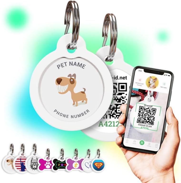 QR Code Dog Tag Personalized Pet Id Silent Cat Tags Engraved Name Plate with Online Profile («Funny Dog»)