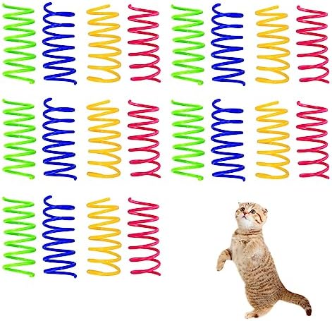 Andiker Spiral Cat Toy, 20pcs Interactive Elastic and Durable Coil Spring Toy for Indoor Cats, Relieves Boredom and Anxiety