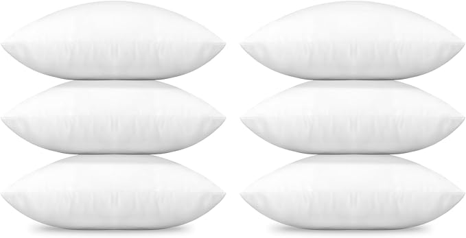 OTOSTAR Throw Pillows Inserts 18x18 Inches, Set of 6 Square Form Cushion Stuffer for Couch, Sofa, Bed - Indoor Decorative Pillows Inserts - White