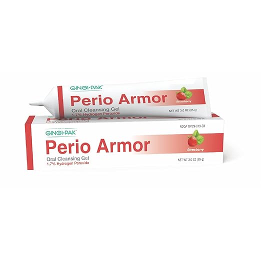 GINGI-PAK Perio Armor 1.7% HP Oral Cleansing Gel for Healthy Gums and A White Smile - Boost Whitening & Freshness with This Non-Invasive Treatment, 3 oz, Strawberry