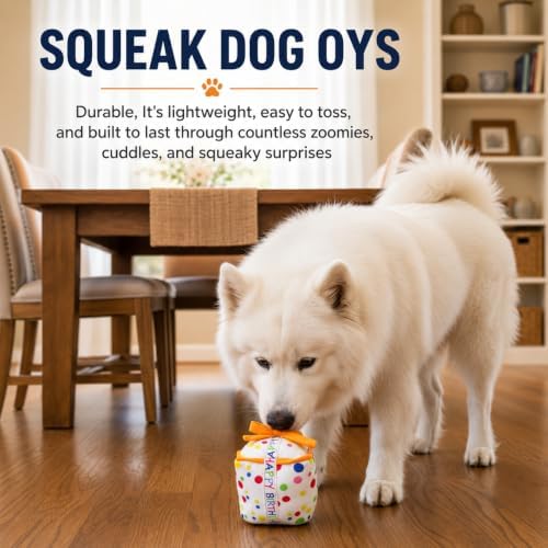Dog Birthday Cake Squeak Toys, 1 Pcs (Bone)