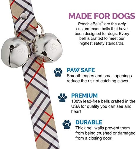 PoochieBells Handcrafted Dog Doorbell for Potty Training – Easy & Quick, Doggie-Safe USA-Made Dog Door Bell with Perfect Sound, Dog Trainer-Recommended for Over 20 Years, London Plaid