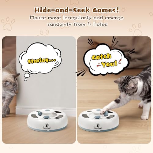 Pawaboo 3-in-1 Automatic Interactive Cat Toy, Electronic Motion Kitten Toy