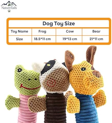 NatureTailsPaw Soft Dog & Cat Toy – Cute Squeaky Interactive Chew Toy for Puppies & Kittens, Durable Plush Teething Toy for Small, Medium & Large Breeds (Bear)