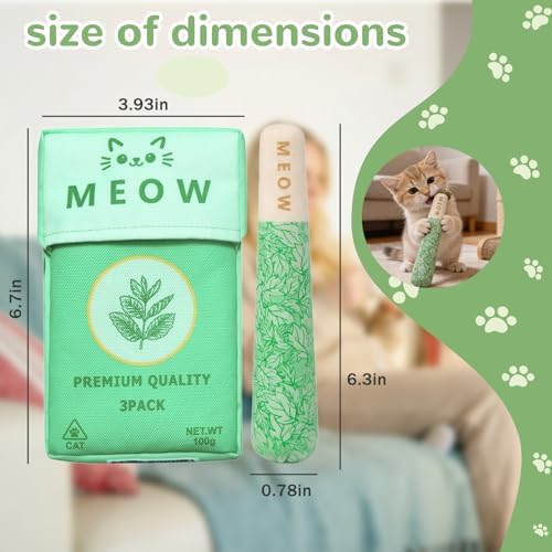 6 Pcs Cat Toys for Bored Indoor Adult Cats & Catnip Toys with 2 Bags, Potent Cat Chew Toy for Teeth Cleaning with Silvervine, Interactive Dental Plush Set for Boredom Relief and Pet Gifts