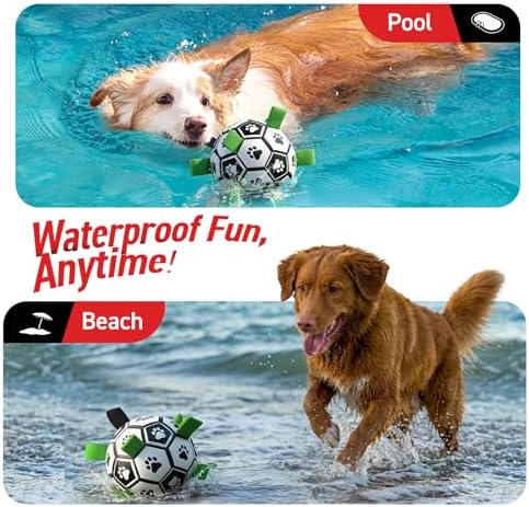 QDAN Large Dog Toys, Soccer Ball for Dogs with Straps, Herding Dog Balls | Interactive Soccer Toys for Tug of War, 8 Inch Dog Ball for Medium Large Puppy, Birthday Toy for 30-90 lbs Dogs, Water Toy