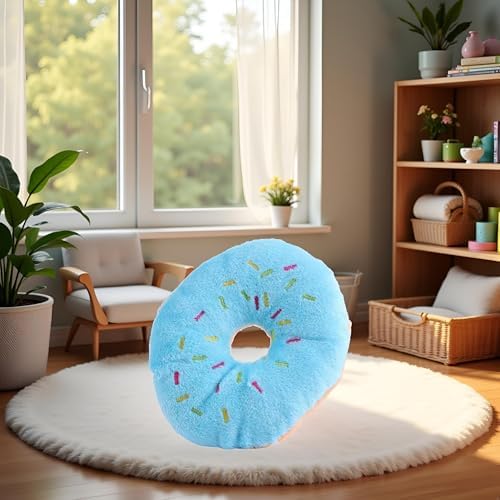 1Pcs Blue Donut Dog Chew Toy Soft Plush Donut Sound Toy Cute Pet Bite Squeaker Sound Puppy Dog Plush Chewing Toy Pet Supply for Puppy Squeak Toys