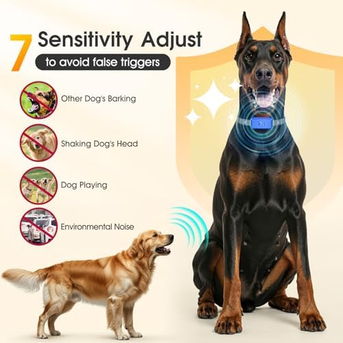 Dog Bark Collar for Large Medium Small Dogs, Effective No-Bark Collar, Smart Barking Collar, Rechargeable Bark Collar with 7 Sensitivity, 3 Modes, Waterproof, Glacier Blue