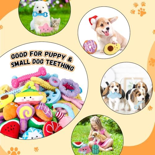 Hungdao 80 Pcs Puppy Toys Bulk, Squeaky Plush Chew Teething Small Dogs