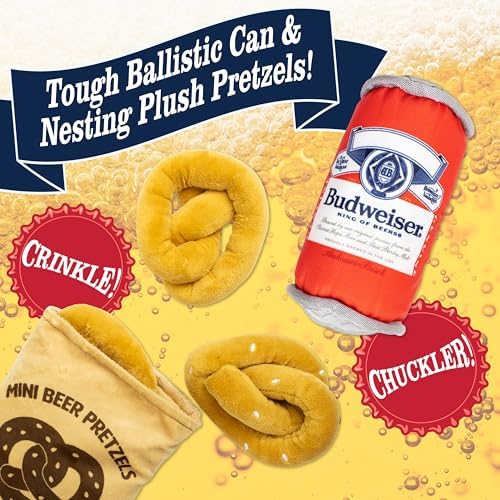 Budweiser, Plush Nesting Hide & Seek Dog Toy Bundle, Beer Can & Pretzel
