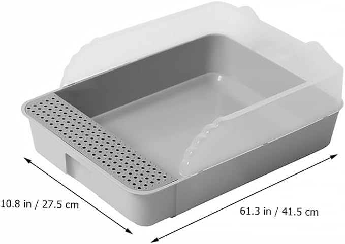 ERINGOGO Semi-Closed Cat Litter Box Potty with Detachable Anti-Splash Durable Pan Small Gray for Kitten Toilet and Cat Housebreaking