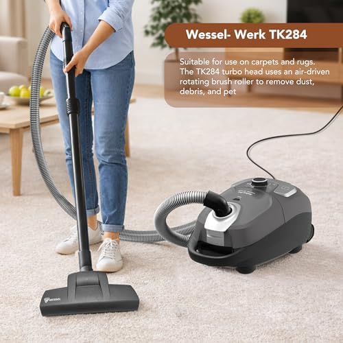 Akitas C11WT Bagged Canister Vacuum Cleaner, Wessel Turbo Brush for Pet Hair (Cat & Dog), HEPA Filtration, 33ft Cleaning Radius, with Retractable Cord and Wide Parquet Brush