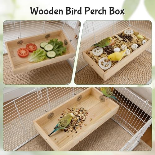 Bird Foraging Toys Box, Wooden Foraging for Bird,Wood Color, L