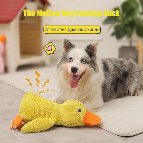 Mellow Dog Calming Duck, 2025 New Yellow Duck Dog Toy, The Mellow Ducks Calming Pillow, Dogs Ducks Toy with Quacking Sound for Indoor Dogs