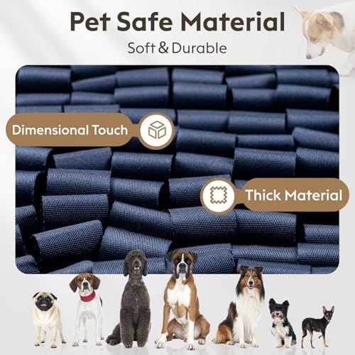 FunFurry Snuffle Mat for Dogs, Dog Puzzle Mat, Interactive Dog Toys for Enrichment,Sniff Mats with Non-Slip Backing,Suitable for Breeds and Sizes of Dogs (Navy, 17" X 15")