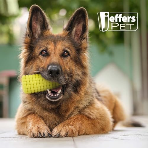 Jeffers Pet Natural Rubber Dog Chew Toy – Yellow Corn, Medium – Treat Dispensing, Vanilla Scent, Durable, Non-Toxic, Dishwasher Safe, Interactive Fetch & Tug Toy - Perfect for Training