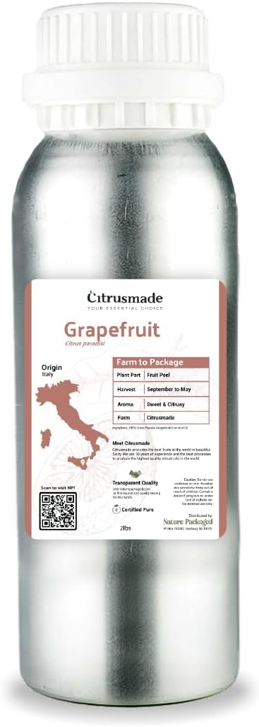 Grapefruit Essential Oil - Direct from Citrusmade in Sicily- Pure Essential Oil for Diffusers and Aromatherapy | 100% Pure Therapeutic Grade (2LBS)