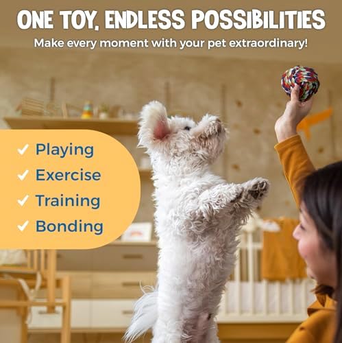 SunGrow, 5-Pack Ferret Rope Chew Teething Toys, Puppy Chew Toys & Accessories for Cage, Machine-Washable Durable Cotton Knotted Rope Dog Tug Toys for Small to Medium Breeds, 3” - 19”